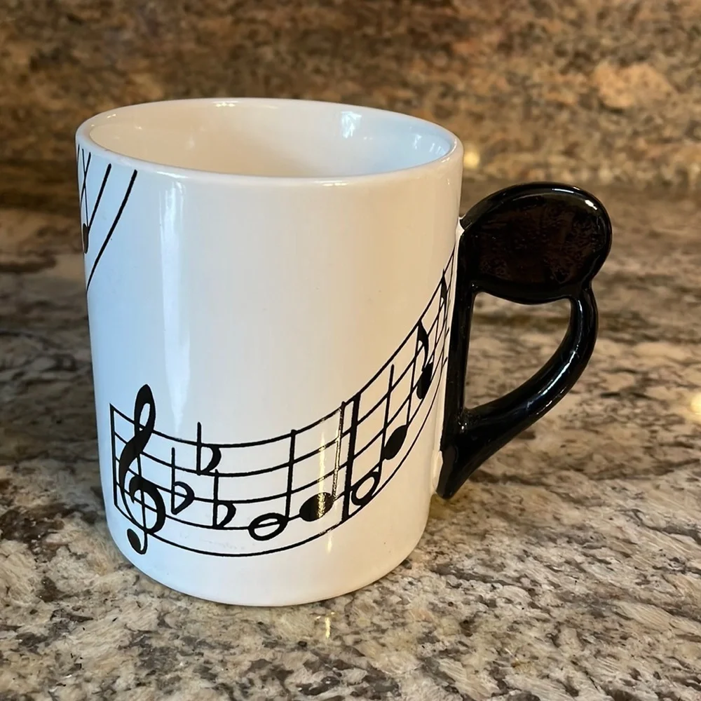 Shafford Original VINTAGE musical notes coffee / beverage MUG 8 oz black white